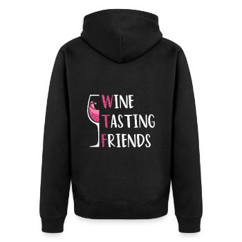 Wein Freunde Wine Tasting Friends - Unisex Premium Organic Zip Hoodie - black - Back - Nico (187cm)
