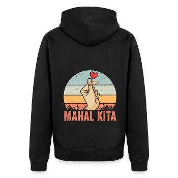 Mahal Kita Retro Pinoy Finger Heart For A Filipino - Unisex Premium Organic Zip Hoodie - black - Back - Nico (187cm)