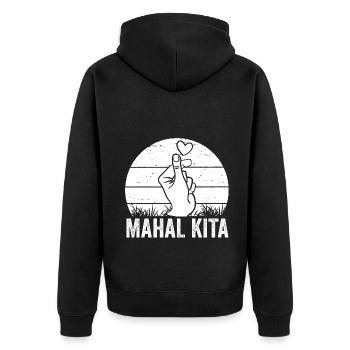 Awesome Mahal Kita Pinoy Finger Heart For Filipino - Unisex Premium Organic Zip Hoodie - black - Back - Nico (187cm)