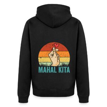Vintage Mahal Kita Pinoy Finger Heart For Filipino - Unisex Premium Organic Zip Hoodie - black - Back - Nico (187cm)