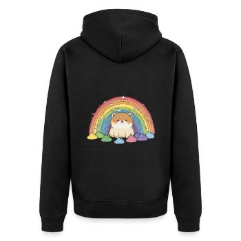 Akita Inu Hund Bunte Farben Regenbogen Kinder - Unisex Premium Bio Zip Hoodie - Schwarz - Hinten - Nico (187cm)