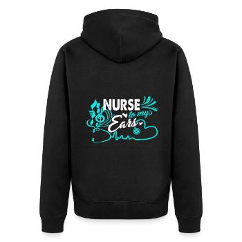 Nurse To My Ears - Unisex Premium Organic Zip Hoodie - black - Back - Nico (187cm)
