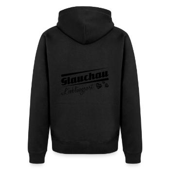 Glauchau - Lieblingsort mit Stadtnamen - Unisex Premium Bio Zip Hoodie - Schwarz - Hinten - Nico (187cm)
