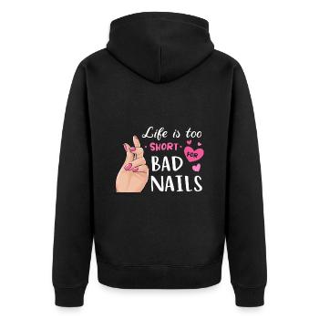 La vie est trop courte pour les mauvais ongles - Veste à capuche bio Premium Unisexe - noir - Dos - Nico (187cm)