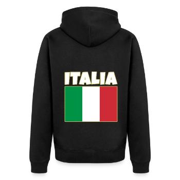Italien, italienische Flagge - Unisex Premium Bio Zip Hoodie - Schwarz - Hinten - Nico (187cm)