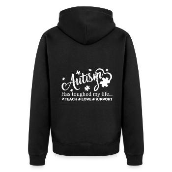 Autism Awareness Teach Love Support Autism - Unisex Premium Organic Zip Hoodie - black - Back - Nico (187cm)