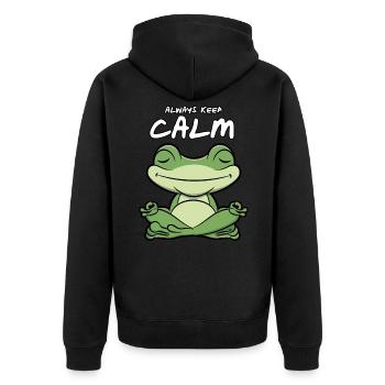 toujours garder le calme chemise de yoga grenouille namste chemise - Veste à capuche bio Premium Unisexe - noir - Dos - Nico (187cm)