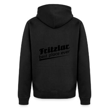 Fritzlar - Stadt best place ever - Unisex Premium Bio Zip Hoodie - Schwarz - Hinten - Nico (187cm)