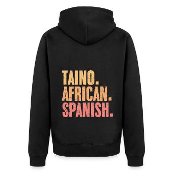 Retro Taino African Spanish For Boricua Latino - Unisex Premium Bio Zip Hoodie - Schwarz - Hinten - Nico (187cm)