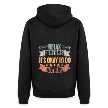Relax Vintage Positivity Sometimes It's Okay To Do - Unisex Premium Bio Zip Hoodie - Schwarz - Hinten - Nico (187cm)
