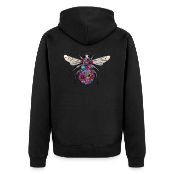 Bumblebee design - Bumblebee of colorful flowers - Unisex Premium Organic Zip Hoodie - black - Back - Nico (187cm)