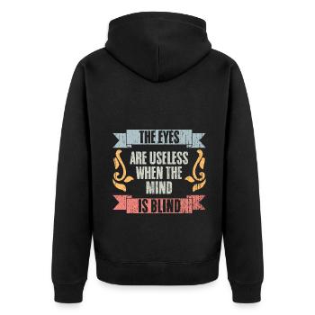 The Eyes Are Useless When The Mind Is Blind Retro - Unisex Premium Organic Zip Hoodie - black - Back - Nico (187cm)