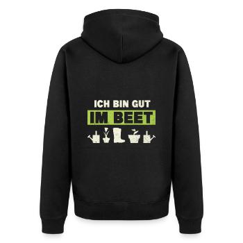 Gärtner Ich Bin Gut Im Beet - Unisex Premium Bio Zip Hoodie - Schwarz - Hinten - Nico (187cm)