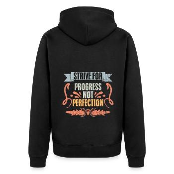 Viser le progrès et non la perfection vintage - Veste à capuche bio Premium Unisexe - noir - Dos - Nico (187cm)