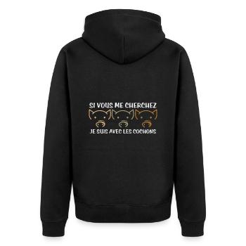 Cadeau agriculteur éleveur de porcs - Veste à capuche bio Premium Unisexe - noir - Dos - Nico (187cm)