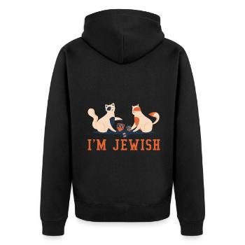 I'm Jewish Christmas Jew Hanukkah - Unisex Premium Organic Zip Hoodie - black - Back - Nico (187cm)