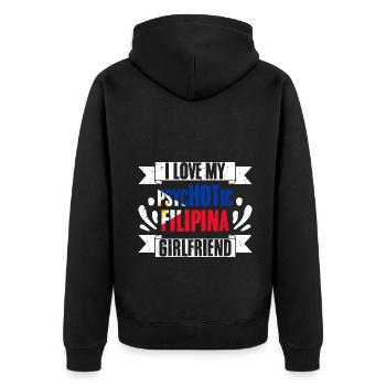 I Love My Psychotic Filipina Girlfriend Pinay - Unisex Premium Bio Zip Hoodie - Schwarz - Hinten - Nico (187cm)