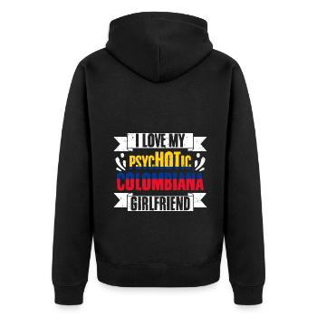 J’aime ma copine colombienne psychotique drôle - Veste à capuche bio Premium Unisexe - noir - Dos - Nico (187cm)