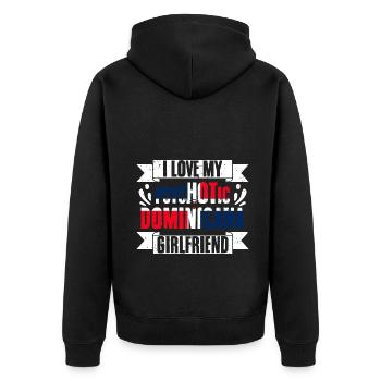 I Love My Psychotic Dominicana Girlfriend Funny - Unisex Premium Bio Zip Hoodie - Schwarz - Hinten - Nico (187cm)