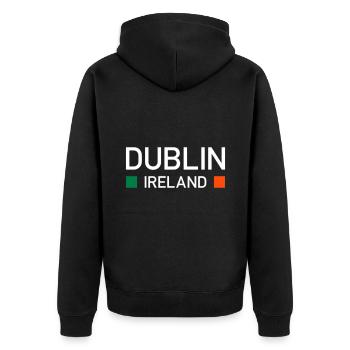 Dublin, Ireland (two squares) - Unisex Premium Organic Zip Hoodie - black - Back - Nico (187cm)