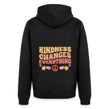 Kindness Changes Everything A Humanity - Unisex Premium Bio Zip Hoodie - Schwarz - Hinten - Nico (187cm)