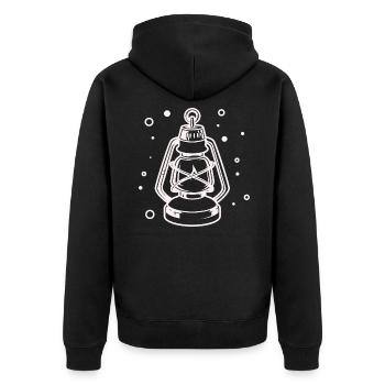 Night Lamp - Storm Lantern Mine Lamp - Unisex Premium Organic Zip Hoodie - black - Back - Nico (187cm)
