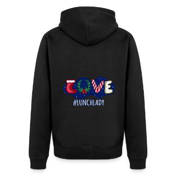 Liebe Weihnachten Schule Mittagessen Cafeteria Dame - Unisex Premium Bio Zip Hoodie - Schwarz - Hinten - Nico (187cm)