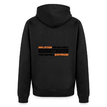 Taschengelderhöhung wegen Inflation - Unisex Premium Bio Zip Hoodie - Schwarz - Hinten - Nico (187cm)