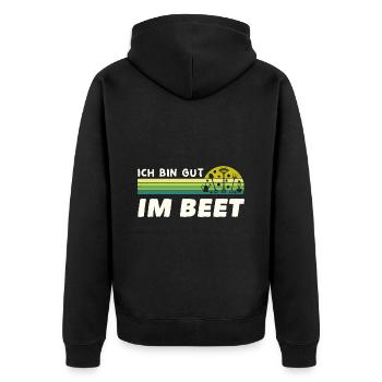 Gärtner Ich Bin Gut Im Beet - Unisex Premium Bio Zip Hoodie - Schwarz - Hinten - Nico (187cm)