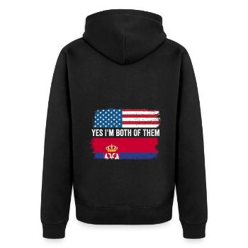 Yes I'm Both Of Them Awesome Half American Half - Unisex Premium Bio Zip Hoodie - Schwarz - Hinten - Nico (187cm)