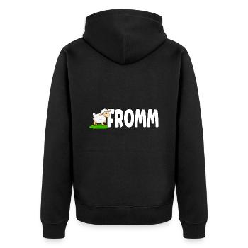 Lammfromm - You are innocent. ALWAYS! - Unisex Premium Organic Zip Hoodie - black - Back - Nico (187cm)