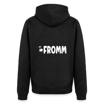 Lammfromm - You are innocent. ALWAYS! - Unisex Premium Organic Zip Hoodie - black - Back - Nico (187cm)