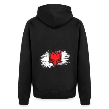 Vintage Double Headed Albanian Eagle For Albanian - Unisex Premium Organic Zip Hoodie - black - Back - Nico (187cm)