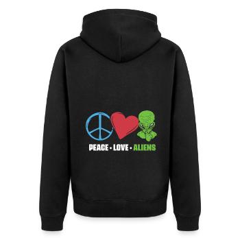 Paix Amour Drôle de vie extraterrestre pour un - Veste à capuche bio Premium Unisexe - noir - Dos - Nico (187cm)
