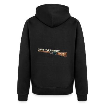 I Have The Longest Didgeridoo - Unisex Premium Bio Zip Hoodie - Schwarz - Hinten - Nico (187cm)