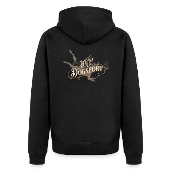 IGP Dogsport Shirt Schutzdienst Motiv Retro - Unisex Premium Bio Zip Hoodie - Schwarz - Hinten - Nico (187cm)