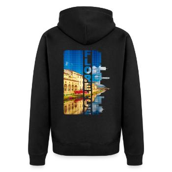 Florenz Italien Stadt Skyline Schrift Urlaub Liebe - Unisex Premium Bio Zip Hoodie - Schwarz - Hinten - Nico (187cm)