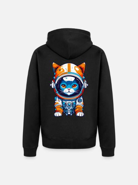 Space Cat 01 - Unisex Premium Organic Zip Hoodie - black