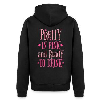 JGA Party Alkohol Pretty In Pink Ready To Drink - Unisex Premium Bio Zip Hoodie - Schwarz - Hinten - Nico (187cm)