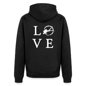 Tauchen - Unisex Premium Bio Zip Hoodie - Schwarz - Hinten - Nico (187cm)