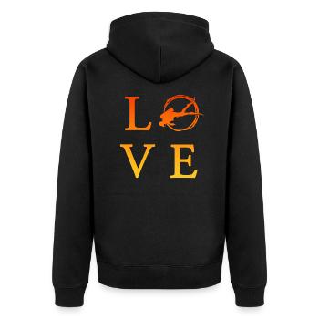 tauchen - Unisex Premium Bio Zip Hoodie - Schwarz - Hinten - Nico (187cm)