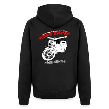 Mofa Moped Mokick Motorrad Vintage - Unisex Premium Bio Zip Hoodie - Schwarz - Hinten - Nico (187cm)