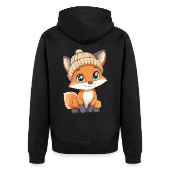 renard mignon mignon bébé enfants animal dessin animé - Veste à capuche bio Premium Unisexe - noir - Dos - Nico (187cm)