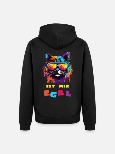 Katze "Ist mir egal" - Unisex Premium Bio Zip Hoodie - Schwarz