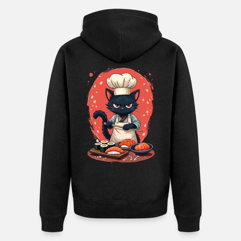 Sushi Chef Chat - Veste à capuche bio Premium Unisexe - noir