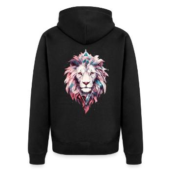 Lion, Tête de lion, Galaxie cosmique, Univers, Art - Veste à capuche bio Premium Unisexe - noir - Dos - Nico (187cm)
