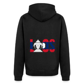 Awesome Airavata Three Headed Elephant Laos Flag - Unisex Premium Organic Zip Hoodie - black - Back - Nico (187cm)