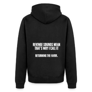 Retro Revenge Sounds Mean For A Socially Awkward - Unisex Premium Bio Zip Hoodie - Schwarz - Hinten - Nico (187cm)