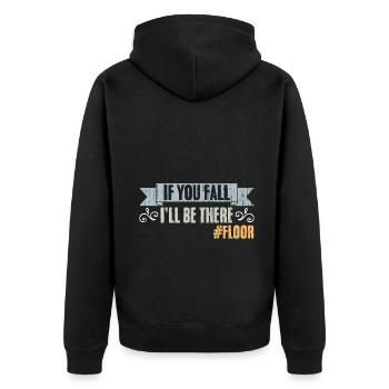 If You Fall I'll Be There Vintage Floor Humor - Unisex Premium Bio Zip Hoodie - Schwarz - Hinten - Nico (187cm)
