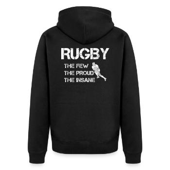 Rugby Rugby - Unisex Premium Bio Zip Hoodie - Schwarz - Hinten - Nico (187cm)